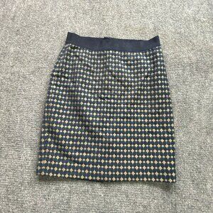 Ann Taylor Navy and Gold Pencil Skirt